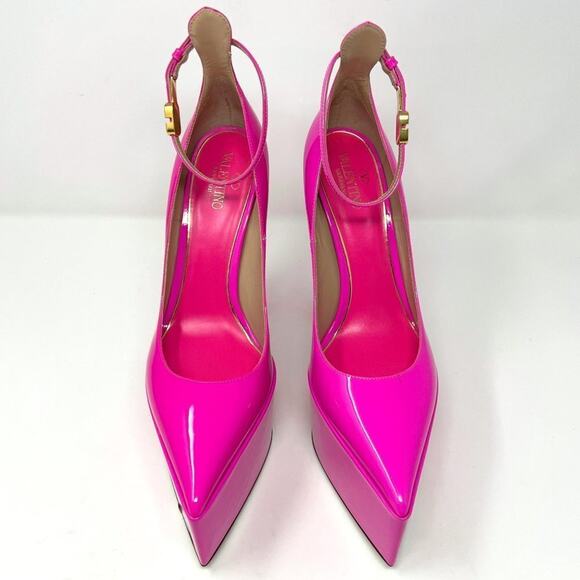 Valentino Garavani Pink Patent Leather VLogo Platform Pumps Size 38 - Picture 3 of 12